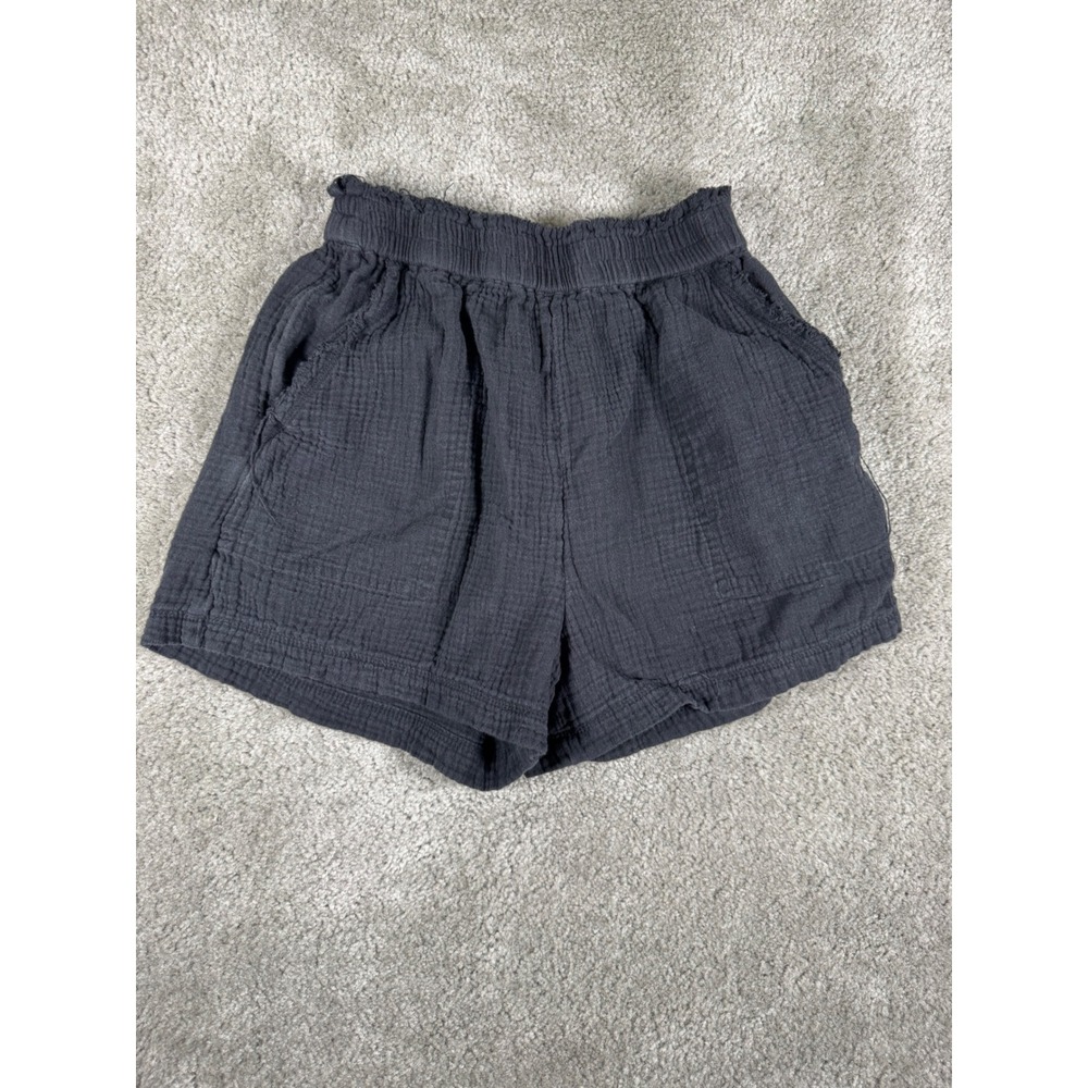 Aerie Black Gauze Cotton Ruffle Waist Shorts XS Pocketed Summer Casual Lounge